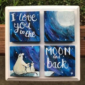 Custom MTO Polar Bear Four Panel Painting 7x7
